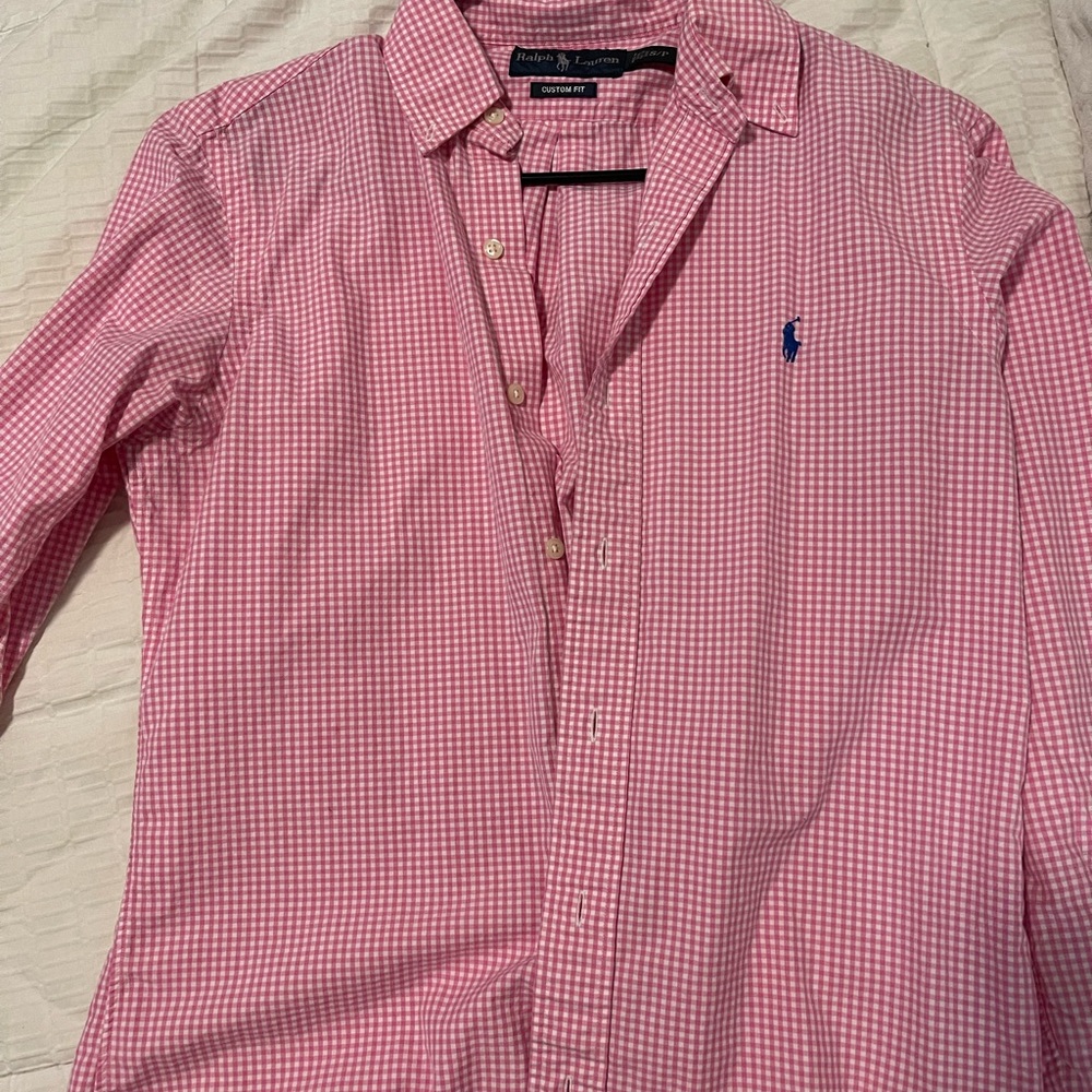 Pink Checkered Ralph Lauren Mens shirt size small